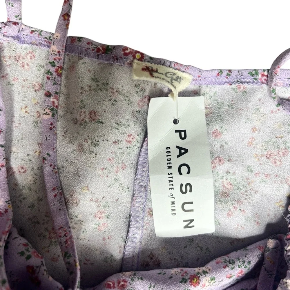 PacSun John Galt Ditzy Floral Lilac Purple Milkmaid Sundress - Picture 7 of 11